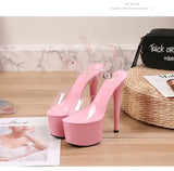 2021 Summer Platform Sandals Women Sexy PVC Transparent Slim Ultra High Heels 17CM Shoes Women Sandale Female Pole Dancing