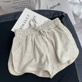 Loose Shorts Women Fashion Casual Fitness Shorts Ladies Grey Black Solid High Waist Shorts Elastic