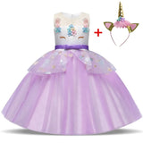 Unicorn Dress Princess Christmas Costume Birthday Party Dress Rainbow New Year Costume Christmas Kids Dresses For