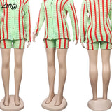Women Striped Sweater Two Piece Set Cardigan Coat + Pants Slim Bodycon Streetwear Clothes For Women