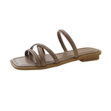 Wind Sandals Female 2025 Summer New Two Wear Thin Belt Low Heel Square Head One Word Belt With A Skirt Roman