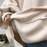 Women 2020 Harajuku Large Size Trendy Solid O-neck Womens Pullover Students Long Style Full Sleeve Ladies