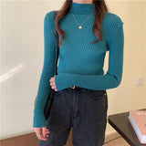 Winter Knitted Sweater Women 2021 Autumn Winter Korean Turtleneck Long Sleeve Pullover Female Jumper Green
