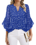 Leaf Seven-Sleeve Tops Solid Color Fashion Casual Casual V-Neck Business Shirt Chiffon Women's