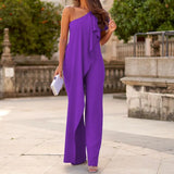 Spot 2025 Summer New Ladies Fashion Solid Color Loose Inclined Shoulder Long