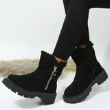 Plus Thick Thick Snow Boots Women's Side Zipper Round Head Large Size Short Boots
