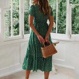 Vintage Vintage Print Puff Sleeve summer Beach sweet dresses Casual Square collar floral maxi long dress 2020
