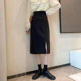Zingj Figure A-Word Skirt Female Autumn 2024 New Medium-Long High Waist Show Thin Slit Large Size Package Buttock Skirt-Outfit