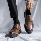 Zingj Head Leather Shoes Men Business Dress Young British Casual Men Working Suit Wedding Grooms Shoes