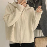 Women's Coat Spring And Autumn Lazy Style 2024 New Knitted Cardigan Zipper Korean Version Of The Internet Celebrity Loose And