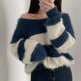 Vintage Striped Fuzzy Oversized SweaterOutfit
