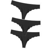 3Pcs Sexy G String & Thongs Women's Set Panties Solid Female Underwear Mid-Rise Silky Ladies Briefs Comfort Seamless