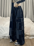 Vintage Blue Checkered Baggy Cargo Jeans- Outfit