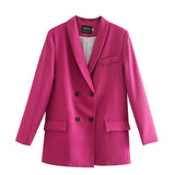 Womens blazer two piece suit set double breasted jacket blazer 2021 spring ladies formal