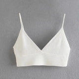 Women White Knitted Crop Top Sexy Outwear Summer Camis Vintage Backless Strap Female Chic