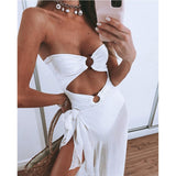 New White Swimwear Cover Up Women One Piece Swimsuit Girl Beach Bathing Suit Monokini Swim