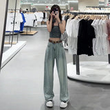 Thin Straight Jeans 2025 New Women's Summer Silk Pants Feel Small Ice Silk Wide Leg