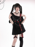 Harajuku T-shirts Women Cross Chain Top Tee Loose Off Shoulder Fashion Tshirts Patchwork Y2k Aesthetic Grunge T