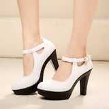 Quality Women's Leather Shoes With Heels 2021 Platform Mary Jane Shoes Women Pumps OL Office Work Shoes Woman High