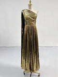 Lay-Back Dress 2025 Spring New Temperament Fashion High-Waist Zipper Big Dress Party Dress Dress
