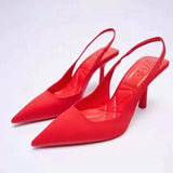 ZAR 2022 Summer Leopard Pumps for Women Fashion Ponited Toe Rhinestone Interchangeable Strap Party Heels Feminine Vintage