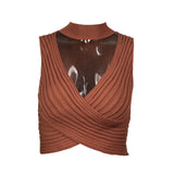 Women's Summer Ins Hanging Neck Hot Babes Knitted Blouse Outside Wearing Ladies Small Sling