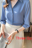 Shirts Women Long Sleeve Shirts Blouses for Women Satin Clothing Shirt Office Lady Solid Silk Shirt Blouse 2023 Fashion