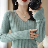 Zingj New Spring And Autumn V-Neck Vertical Knit Short Sleeve Women's Collar Slim Solid Color Wool Undershirt Jacket-Outfit
