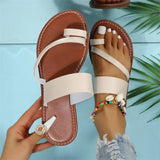 Toe Slipper Female Solid Color Round Head Wearing Large-Size Beach Cool