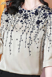 Women Satin Blouse Print Half Sleeve Loose Casual Shirts Women Fashion 2023 Spring Summer Tops Elegant Blusas