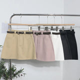 Real Shooting Kin Color High-Rise Thin Bag Hip Skirt 2025 New Hundred With Belt A Short Skirt