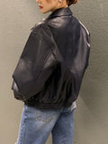 Fashion Trench Leather Jacket Women Streetwear Moto Biker Zipper Leather Jacket Casual High Street Cropped Leather
