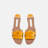 ZARZ Women Flat Sandals Summer 2022 New Fashion Golden Round Toe Bow Sexy Outer Wear Sandals And Slippers Women Beach Luxury