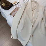 Zingj Suit Jacket Female GJ Sense Spring Autumn 2024 New White Korean Version Fashion Long Small