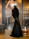 Sexy Babes Dress Woman 2025 Early Spring New Fashion Braided Black And White Design Feel Waist-Poaded