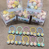 Packed Girls Cute Colorful Ball Heart Rabbit Scrunchie Kids Ponytail Holder Elastic Hair Band Fashion Hair