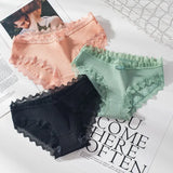 new thread cotton Japanese bow women's underwear solid color breathable waist size girls briefs plus