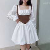 Fashion Elegant High Waist Slim Solid White Office Lady A Line Mini Dress 2022 Spring Autumn New Woman Party Bodycon