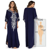 Elegant Quick-drying Striped V-Neck Self Belted Summer Beach Dress Black Cotton Tunic Plus Size Women Beachwear Kaftan