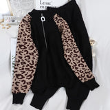 Piece Tracksuit Long Sleeve Coat And Trousers Fashion Leopard Patchwork Knit Casual Suit Set 2020 New Autumn Female