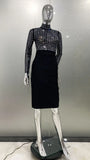 Black Half-High Collar Hot Diamond Small Long Sleeves Long Splicing Bandage Long Bag Of Hip Dress Dress