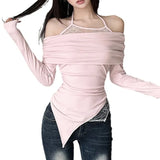 Zingj New Autumn Sexy Hot Girl Personality Niche Street Show Thin Slim Show Shoulder Clothes-Outfit