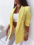 Wholesale Blazer Coat &amp; Pocket Design Women's Suits Solid Color Long Sleeve Small Suit Ladies Top Jacket Blazers
