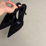 Temperament High-Heeled Black Bag Head Sandals Female High Spring And Summer Explosion Of Small High-Grade Temperament With Skirt Pointed Single