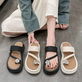 Toe Diamond Slippers Female 2025 Summer New Korean Version Fashion Leisure Thick Bottom One Word Outside Wear