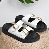 Summer New One-Legged Retro-Soled Sandals Belt Buckle Fashion Bhikeen