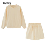 2021 Summer Shorts Set Woman Tracksuits Oversize Sweatshirts High Waist Shorts Female Two Piece