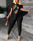 Independent Station Spring And Summer Printing Fashion Suit 2-Piece Set For