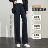 Zingj Wide Leg Pants Female Autumn Bf Large Size Fat Mm High Waist Show Thin Straight Tube Sense Suit Pants Female Professional Wear Summer-Outfit