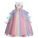 Unicorn Dress for Girls Flower Appliques Ball Gown Little Girl Princess Dresses Elegant Party Costumes Children
